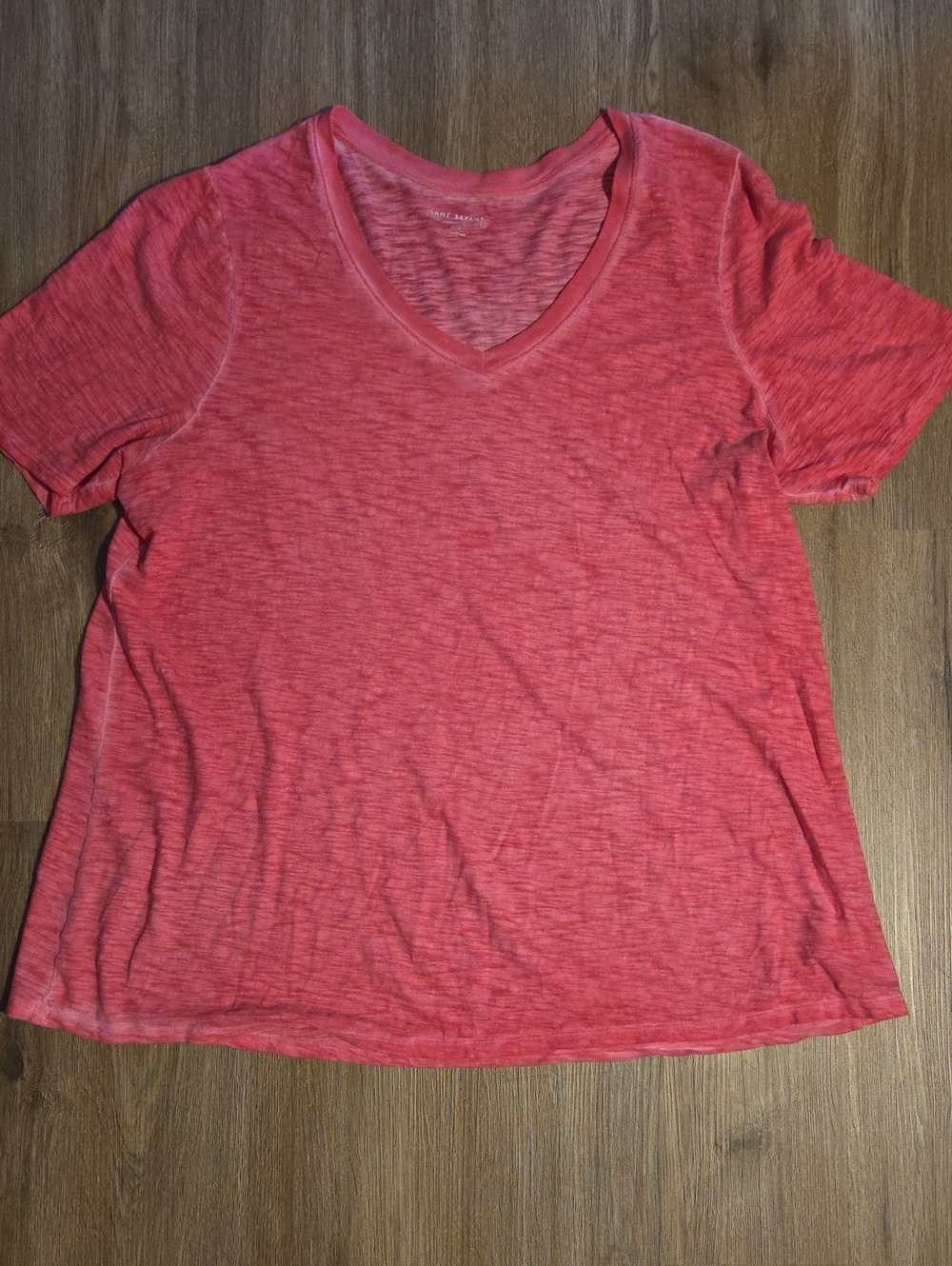 Lane Bryant V‑Neck Short Sleeve Tee in Coral Pink